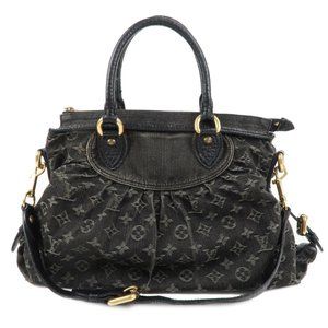 💎✨BEAUTIFUL✨💎 Auth Louis Vuitton Monogram Denim Neo Cabby MM Shoulder Bag Noir